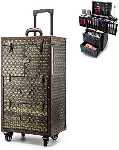 BYCDD Trolley Kosmetikkoffer Schminkkoffer, Multikoffer Etagenkoffer Taschen mit 360° Rollen Tragbarer Abnehmbar Beauty…