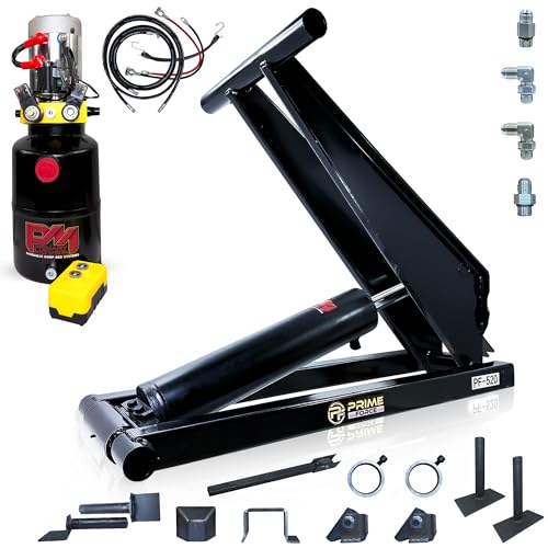 Primary Mover (PF-520-K) Hydraulic Scissor Hoist Kit - 10 Ton (20,000 lb) Dump Trailer & Dump Bed Kit for 12’–16’ Beds with 12VDC Hydraulic Pump | Standard Hoist Kit |