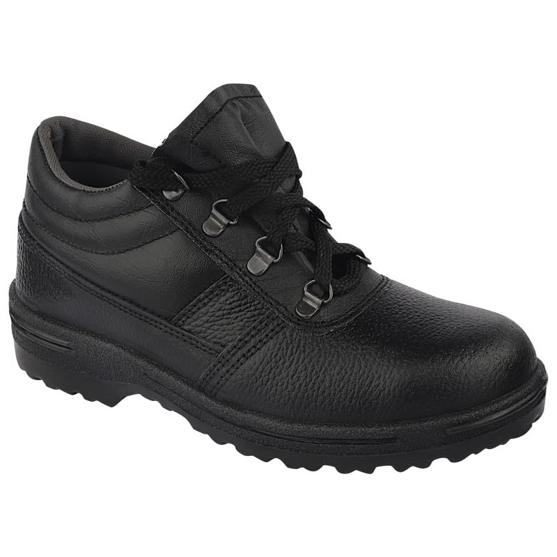unistar Men's Leather Safety Shoe Non-Slip for Industrial Work Boot Waterproof Steel Toe Footwear Indestructible Construction Slip Resistant Shoes (Black)-picture-22