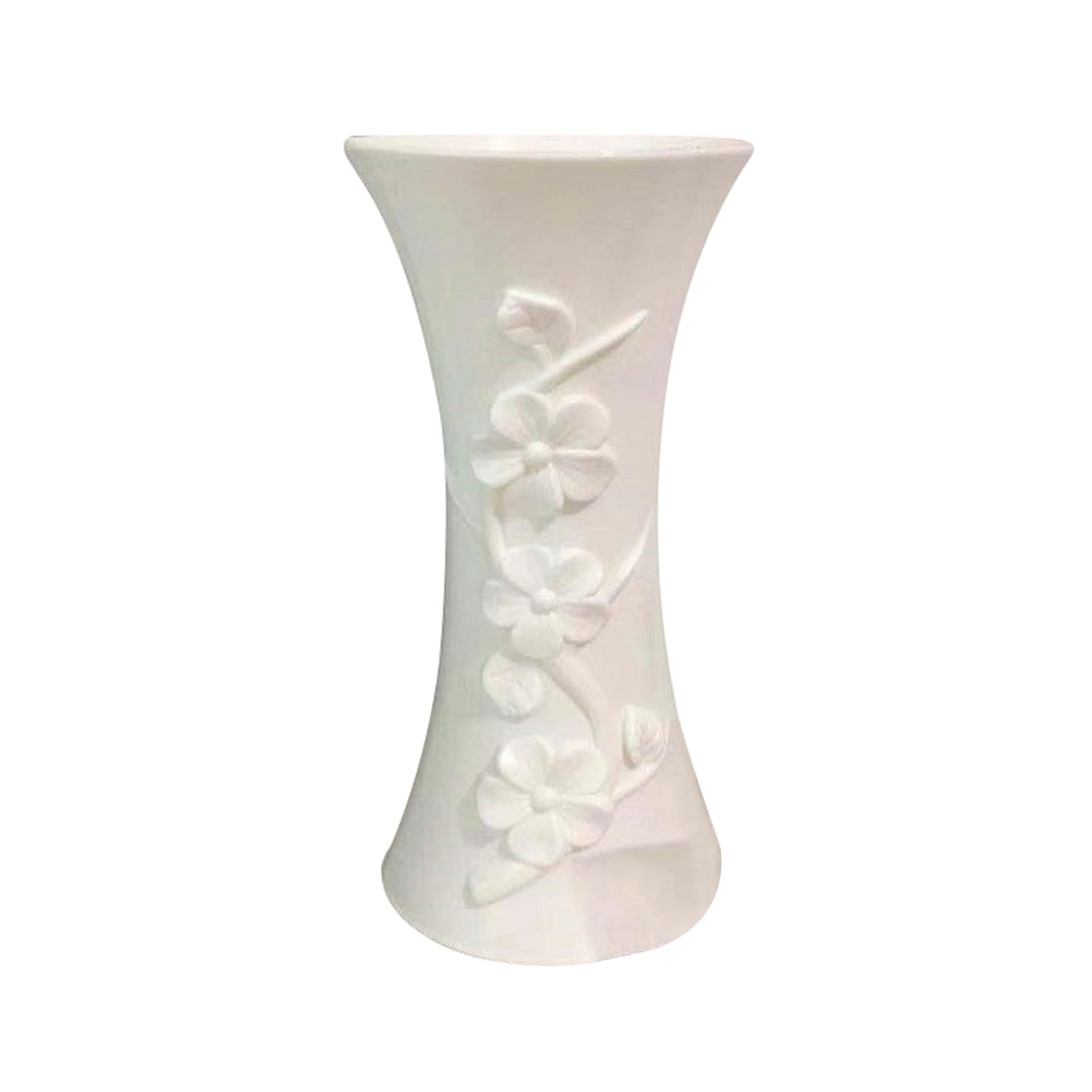 matumou Plastic Embossment Vase Flower Arrangement Pot Container Home Office Table Decor