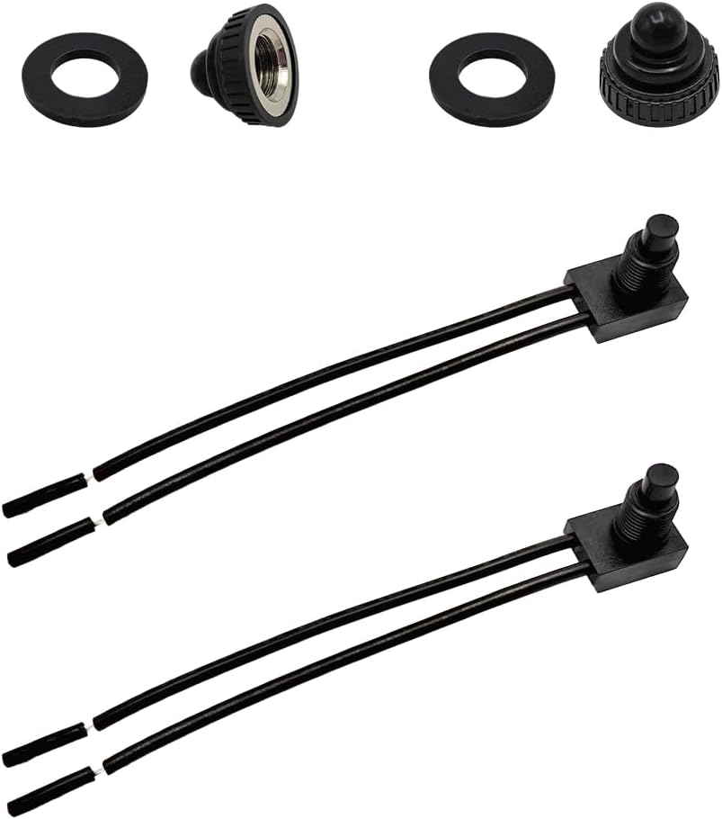 2 PCS Waterproof Push Button Switch 12V On/Off, EP-107 On/Off SPST Switch with 4.5 Inch Lines for Car, Motorcycle, RV, Bathroom Fan, Practical Replacement Car Accessories