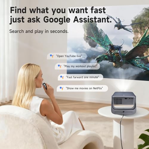 Image of 【Official Google TV /1500 ANSI /4K Supported】Smart TV Projector with WiFi and Bluetooth, Native 1080P Portable Projector, Auto Focus & Keystone, Voice Input, Mini Proyector for Home Cinema, iOS /Android