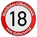 Produktbild ORIGINAL VERKEHRSSCHILD 18 mit Geburtstagstext zum Geburtstag als Geburtstagsgeschenk für Verkehrszeichen Schild Geburtstagsschild Straßenschild Geschenkidee Schilder Verkehrsschilder Straßenschilder