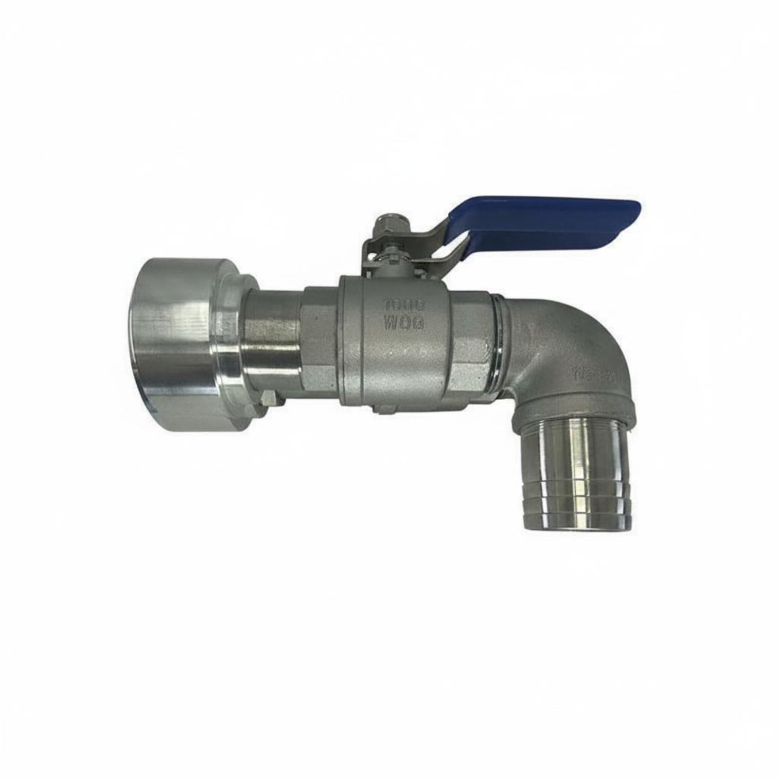 Válvula Adaptadora de Aluminio Válvula de Tanque Adaptador de Contenedor Descarga Flexible Sellado con Junta EPDM Antigoteo Adecuada para, 48MM, Acero Inox 90°