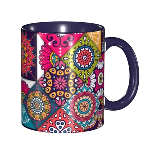 マグカップ エスニック柄 マンダラ柄 曼荼羅 コーヒーカップ 330ml 陶器 食器 おしゃれ 男女兼用 ミルクコップ コーヒー ティー オフィス 家庭用 誕生日 贈り物