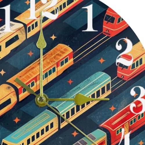 Horloge murale colorée train silencieuse à quartz pour bureau