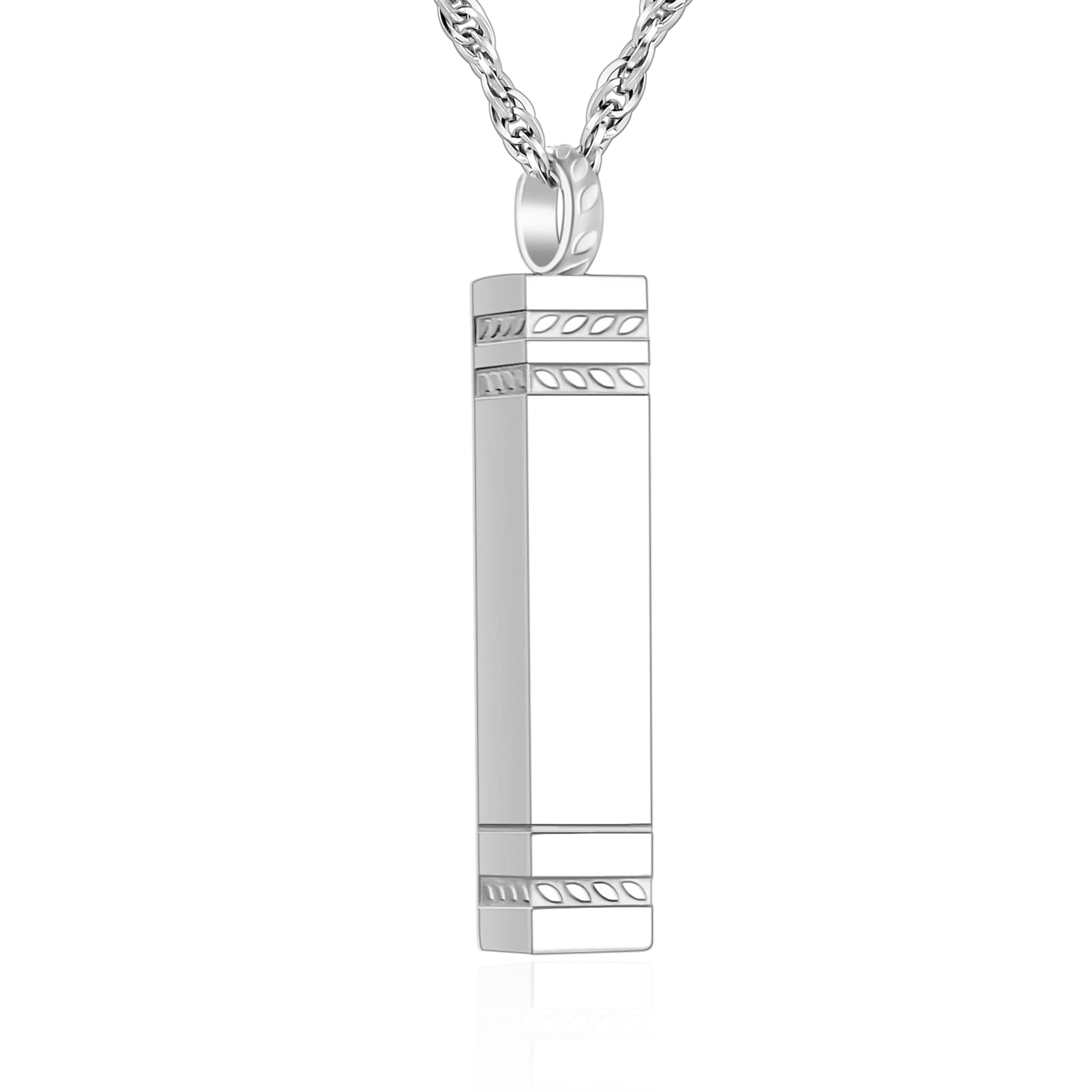 abooxiu Urn Necklace for Ashes Memorial Cremation Jewelry for Ashes Stainless Steel Ashes Jewelry Cube Ashes Necklace Bar Urn Pendant for Women Men