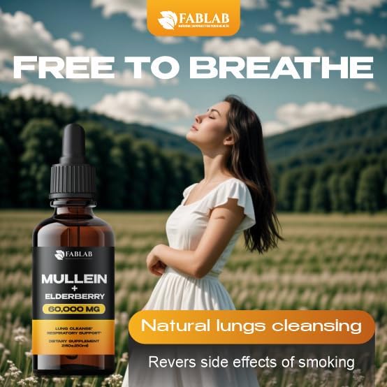 Miniatura 4 de FabLab Extracto de hoja de gordolobo con saúco, 2 onzas líquidas, fabricado en Estados Unidos, gotas para un mejor pulmón, tintura de gordolobo para