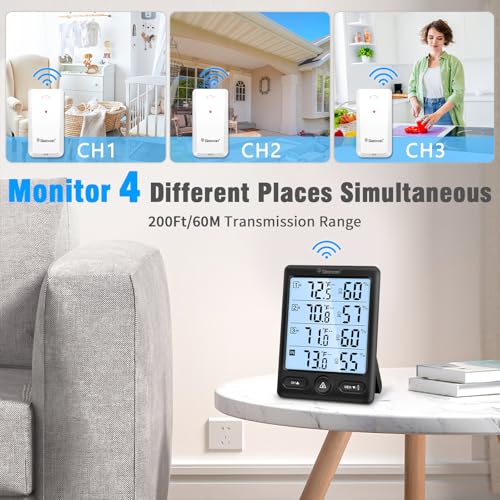 Geevon Wireless Hygrometer 3 Sensors