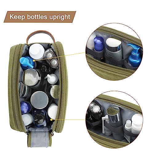 Image of BAGSMART Toiletry Bag for Men, Canvas Travel Toiletry Organizer Dopp Kit Water-resistant Shaving Bag for Toiletries Accessories, Green, Medium, Basic /Leisure