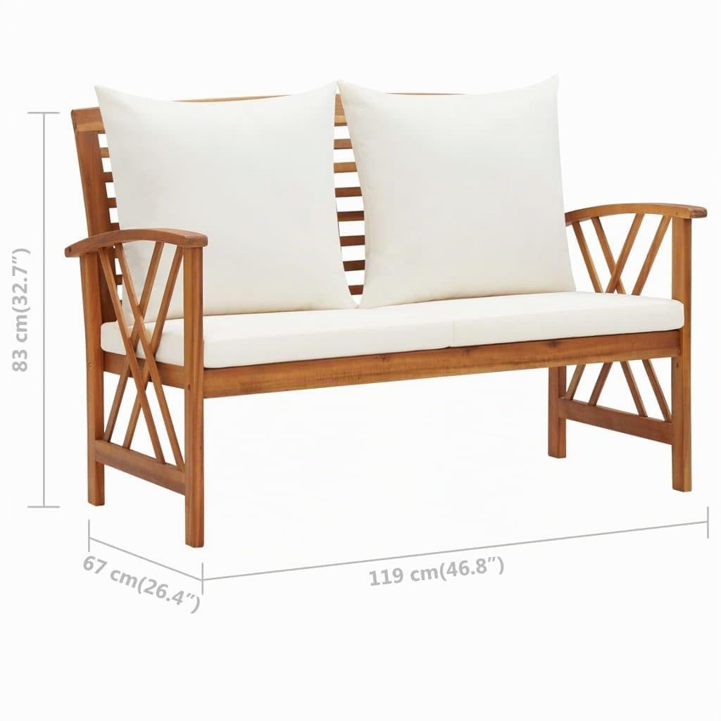 vidaXL Banc de Jardin avec Coussins 119 cm Bois Solide d'acacia