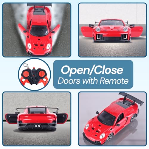 Image of Popsugar Door Opening Remote Control Car|Rechargeable 1200mAh Lithium Battery|C-Type Charging|75-Min Runtime|2.4G Long Range Remote (100+ ft)|HighSpeed RC Car|Gift for Kids|Made in India (Red)
