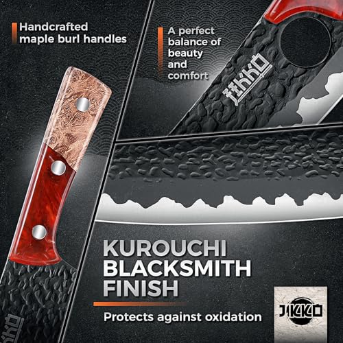 Jikko Phoenix Edition 3-Piece Chef Knife Set | Butcher Knives & Maple Burl Handles