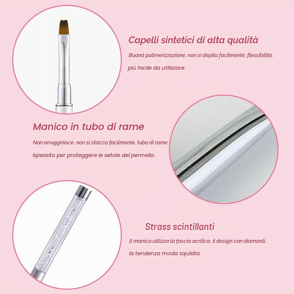 Pennello per Unghie, Pennello per Unghie in Gel, Pennello per Dipingere le Unghie, Design per Unghie in Gel UV, Strumenti per la Nail Art