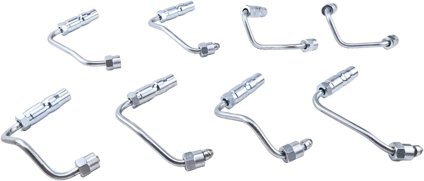 HOLDWELL 8Pcs Fuel Injector Feed Pipe Line Set 97188720 97188721 97188722 97188723 Compatible with Chevy Silverado 2500HD 3500 GMC Sierra 2500HD 3500 V8 6.6L Turbo 2001-2004 Duramax Diesel