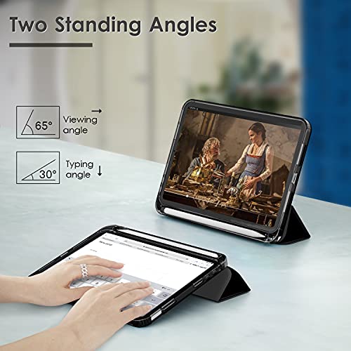 Dtto For Ipad Mini 6 Case 2021 With Pencil Holder, [Slim Trifold Stand + Pencil 2Nd Gen Charging] Protective Soft Translucent Frosted Back Cover For Ipad Mini 6Th Generation 8.3 Inch, Black #TOP5