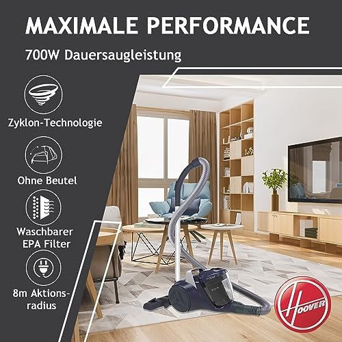 Hoover Staubsauger beutellos Breeze Home mit Universalbodendüse I Zyklon ohne Beutel für alle Bodenarten I Mit größenverstellbarem Stab… – Ansicht 2