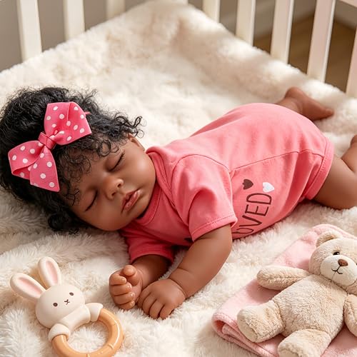 Muñeca bebé realista Afroamericana de 18 pulgadas miniatura 6