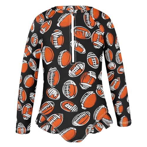 CHIFIGNO Football Black Rash Guard One Piece Swimsuit Girls Quick Dry Beach Swimwear 3T2