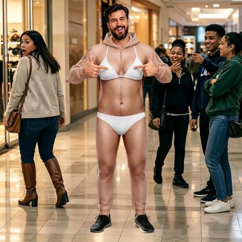 3D Printed Novelty Ugly Onesie For Men Zip Up Hooded Cosplay Jumpsuit - image 3