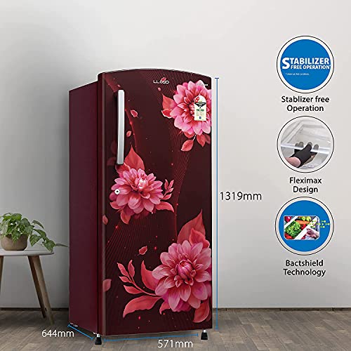 Image of Lloyd 225 L 2 Star Direct Cool Single Door Refrigerator (GLDC242SBWT2PB, Begonia Wine)