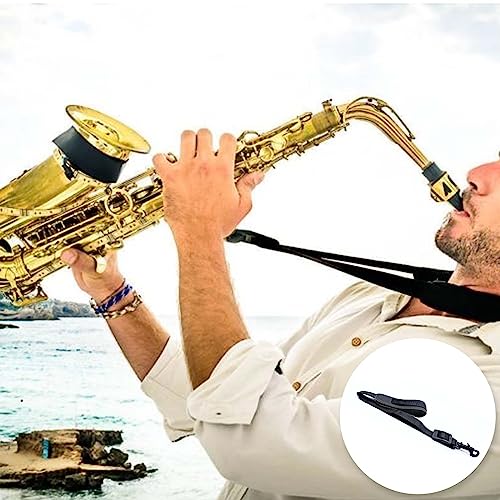Jiozermi Saxophone Neck Strap, Soft Adjustable Leather Padded, Sax Neck Strap with Plastics Hooks for Sax Music Instrument
