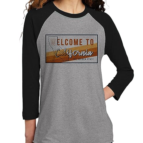 TeesAndTankYou Welcome to California Three-Quarter Raglan Sleeve Baseball Shirt Unisex miniatura 2