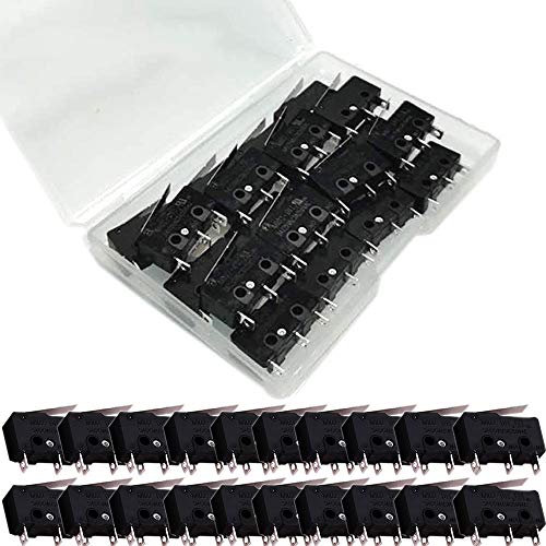 VISSQH 20pcs micro interrupteur fin de course, NO-NC 3Broches SPDT Micro Switch Momentané,micro interrupteur levier pour Arduino,Équipement Électronique ect micro interrupteur 12v Cover