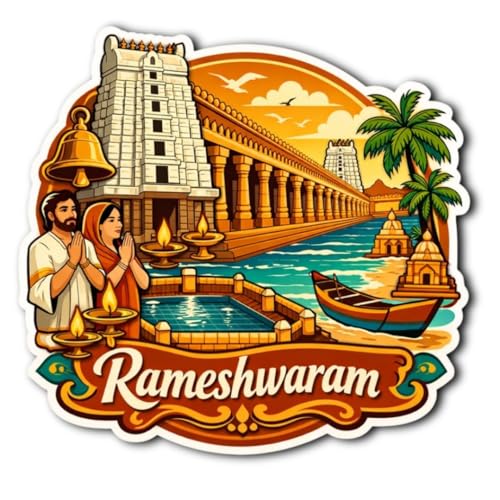 Image of Apna Gift Wooden Fridge Magnet Sticker for Refrigerator Door| Multipurpose Office Magnet for Home Kitchen Decor | Souvenir Gift Travel Memory Fridge Decoration | 4 x 3 Inch Wooden Magnet (Rameshwaram)