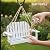 Solution4Patio White Swing Bird Feeder, Squirrel-Proof Metal Mesh Tray with Bench Design, High-Capacity Rust-Resistant Hanging Bird Feeder for Porch & Yard Décor – Easy Fill & Clean