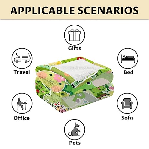 Personalized Frog Blanket Gifts with Name - 30x40 Inches Cute Throw for Girls & Boys - Colorful Soft Fuzzy Blankets for Couch & Office