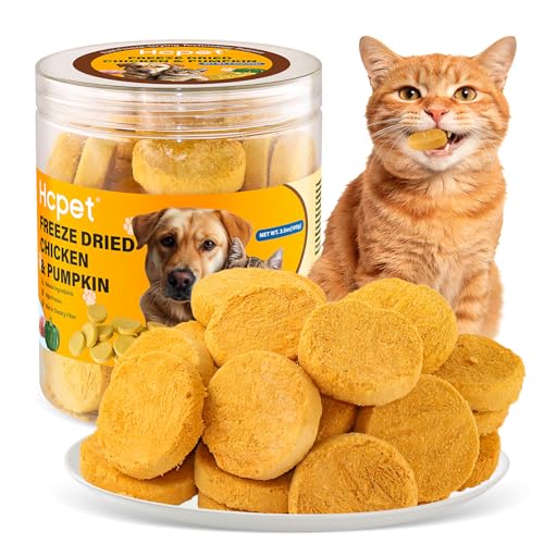 Snack Liofilizzati per Cani e Gatti al Pollo e Zucca, Ingredienti Naturali Freschi e Limitati, Snack ad Alto Contenuto Proteico per l'addestramento, 100g