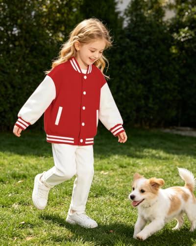 Image of Cromoncent Kids Varsity Baseball Jacket Colorblock Bomber Coat Unisex Boys Girls School Outwear, 18 Months - 14 Years