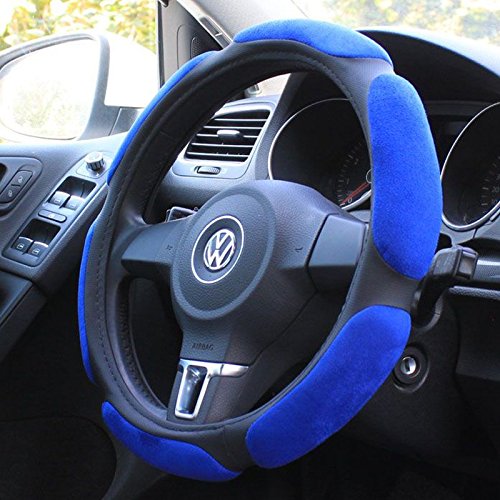 Rayauto Soft Suede Relax Foam Pads Automotive Car Steering Wheel Cover (Blue)