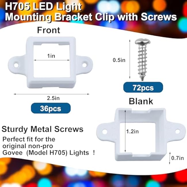 36 Set Mount for Govee Outdoor Lights H705 LED Light Mounting Bracket Clip with Screws Waterproof Mounting Clips Compatible with Govee (Model H705),Fit for 50Ft Light,White