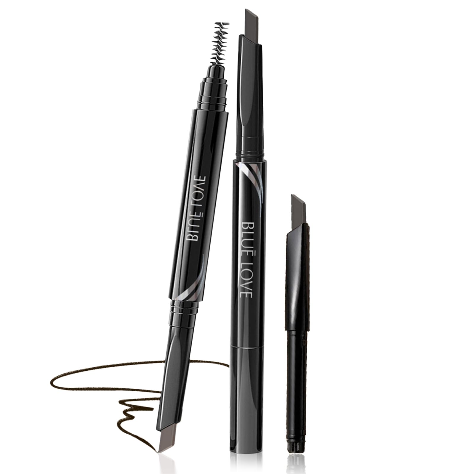 BLUE LOVE Eyebrow Pencil with Refillable Pack – Long-Lasting, Waterproof, and Smudge-Proof Formula for a Natural Look on All Skin Types (01# Black)
