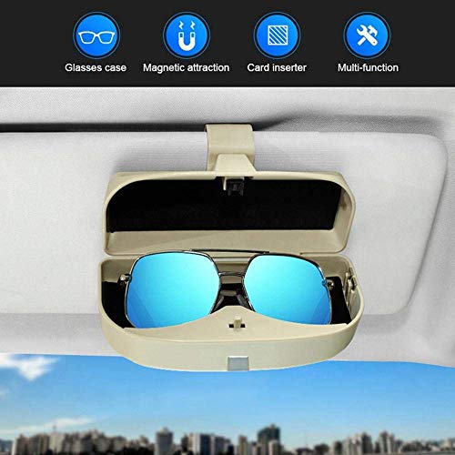 Image of AUGEN Multi-Function Big Face Sunglasses Frame Car Glasses Case Sun Visor Clip Holder Eyeglasses Glasses Case Storage Box Accessories (Pack of 2) (Black & Beige)