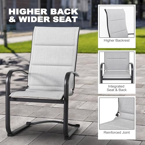 Image of NUU GARDEN Patio Chairs Set of 4, All Weather Outdoor Padded Textilene Patio Dining Chairs, Breathable Spring Motion Textile High Back Outdoor Dining Chairs for Backyard, Lawn, Deck, Gray