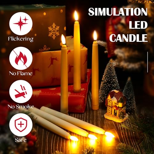 Image of Baquler 72 Pcs Flameless Taper Candles LED Taper Candles Flickering Bulk Ivory LED Candlestick for Easter Wedding Church Halloween Christmas Party Decor Table Centerpiece, 8.5 in, No Batteries