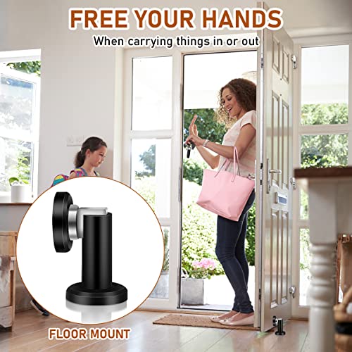 Magnetic Door Stop, Black Door Stopper, Wall Floor Mount Magnetic Door Holder Heavy Duty Magnet Door Catch - Image 4