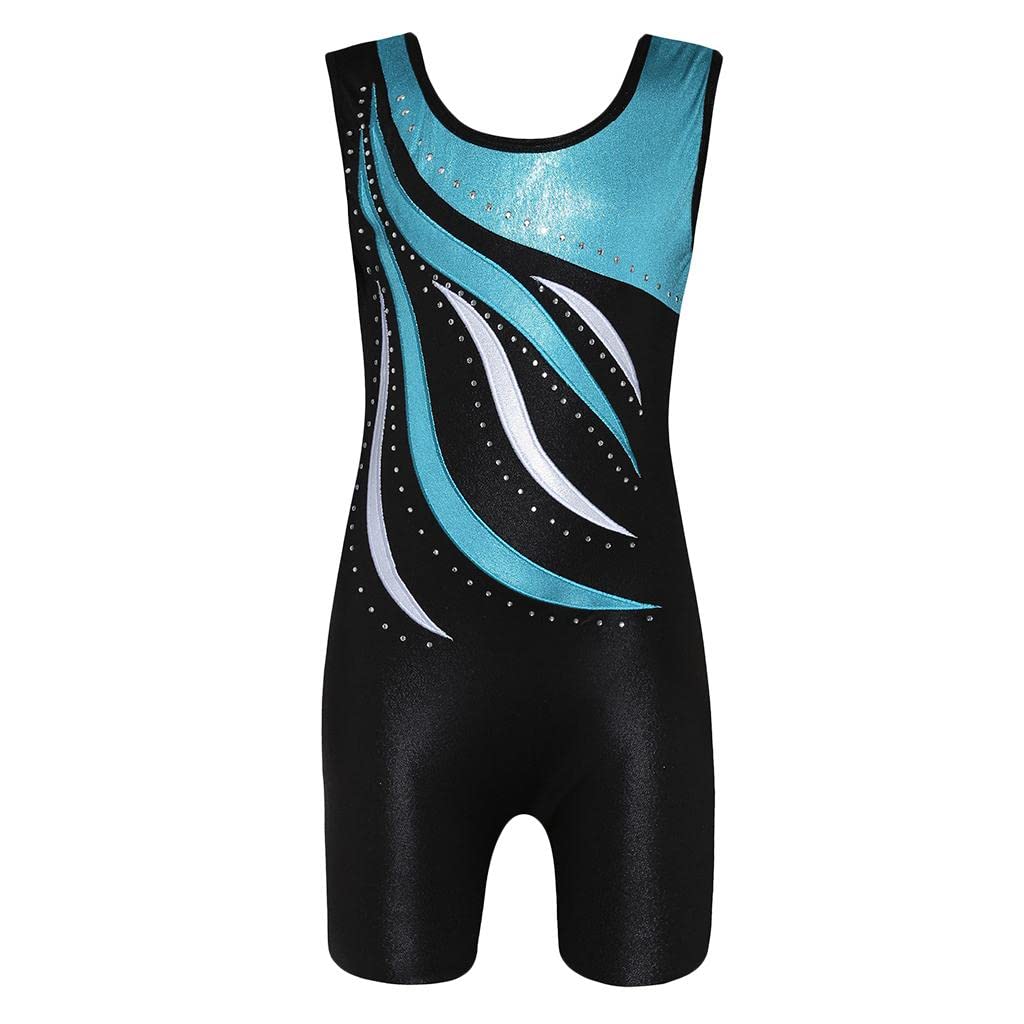 MYADDICTION Girls Ballet Dance Gymnastics Leotards Tank Boy Shorts 11-12 Years Blue 0-image-34