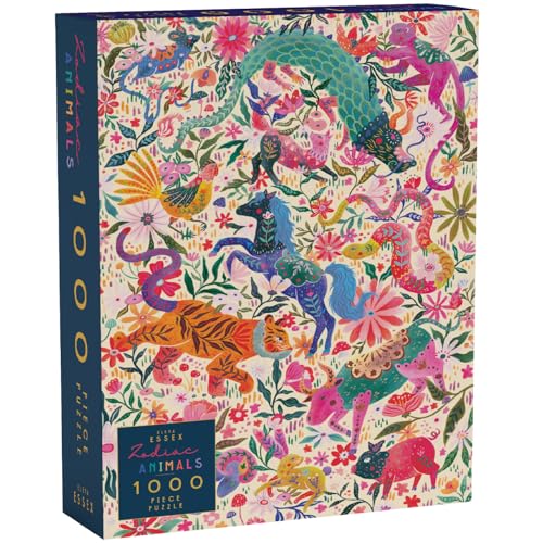Elena Essex Rompecabezas para Adultos - Animales del Zodiaco | Rompecabezas de 1000 piezas | Dragón, Animal, Tigre, Caballo, Gato | Tamaño 27.5x19.7 pulgadas miniatura 1