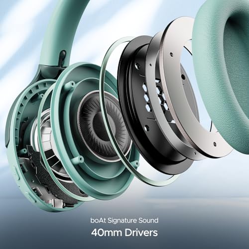 Image of boAt Rockerz 551ANC, 100HRS Battery, Hybrid ANC(~35Db), Fast Charge, Ambient Sound Mode & Dual EQ Modes, Enx Tech, Bluetooth Over Ear Headphones, Wireless Headphone with Mic (Cool Blue)