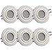 6x set argento - rotondo 5 watt bianco caldo di faretti LED da incasso a LED da 230V dimmerabili e superpiatti - orientabili, foro da 80mm, in alluminio - Spot Soffitti - faretti da