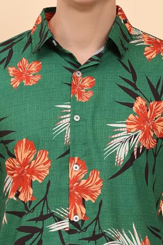 Image of Mens Printed Casual Shirts Short Sleeves Button Down Tropical Shirts