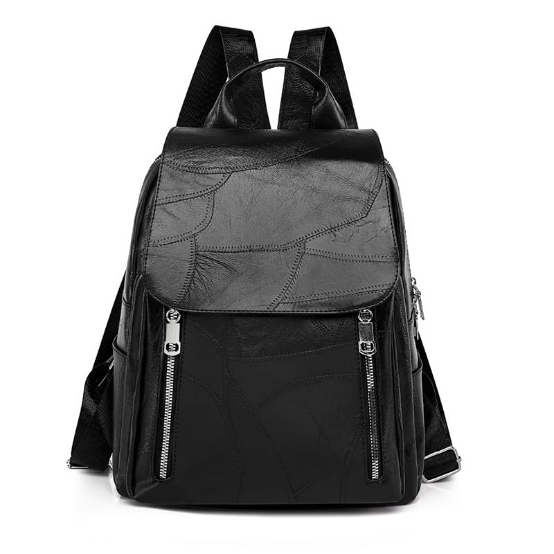 2025 Mochila Bolsa Feminina GRANDE Escolar Trabalho Viagem Couro Sintéticos (Preto)