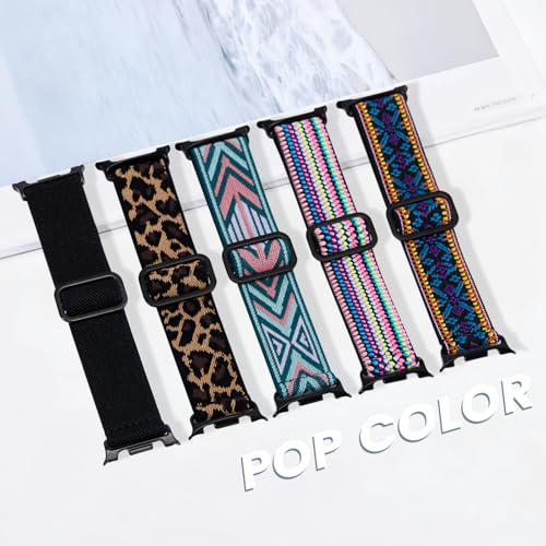 Image of Acextro 5 Pack Stretchy Bands Compatible with Samsung Galaxy Watch 7 6 5 4 FE Band 40mm 44mm 45mm /Watch 6 4 Classic 4 42mm 46mm 43mm 47mm /Active 2, 20mm Water-Resistant Elastic Nylon Sport Strap