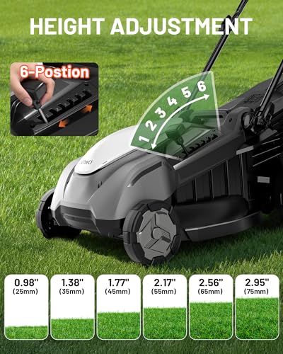 Image of Litheli 18 inch Cordless Lawn Mower, 2 * 5.0Ah Electric Mower Battery Powered