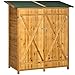 Outsunny Gartenschrank Geräteschuppen mit 2 Tür Geräteschrank mit Asphaltdach Gartenlagerschrank mit Bodennägel Tannenholz Natur 140 x 75 x 160 cm