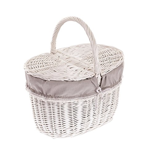 Handwoven Wicker Picnic Basket Whitewashed Finish Lined Durable Handmade Basket for Outdoor Gatherings and Picnics Stylish and Strong Wicker Design Perfect for Picnic Lovers